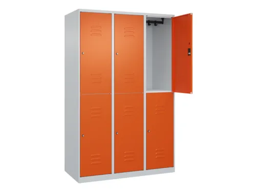 dubbeldekse locker,HxBxD 1850x1200x500mm,3x2vak.,vak B 400mm,cil.-slot