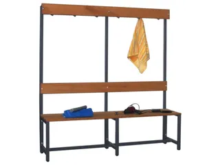 Omkleedbank LxB 1500x400mm Houten Latten Haken Enkelzijdig RAL7016 - 2