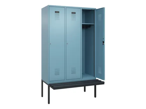 locker met bank,HxBxD 2120x1200x815mm,3vak,vak B 400mm,cilinderslot
