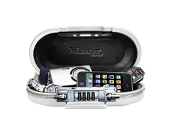 Draagbare kluis MasterLock Safe space met combinatieslot en kabel wit