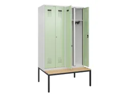 locker met bank,voor scheiding van kleding,HxBxD 2120x1200x815mm,4vak