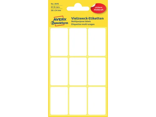 Etiket Avery Zweckform 3045 38x24mm wit 63 stuks