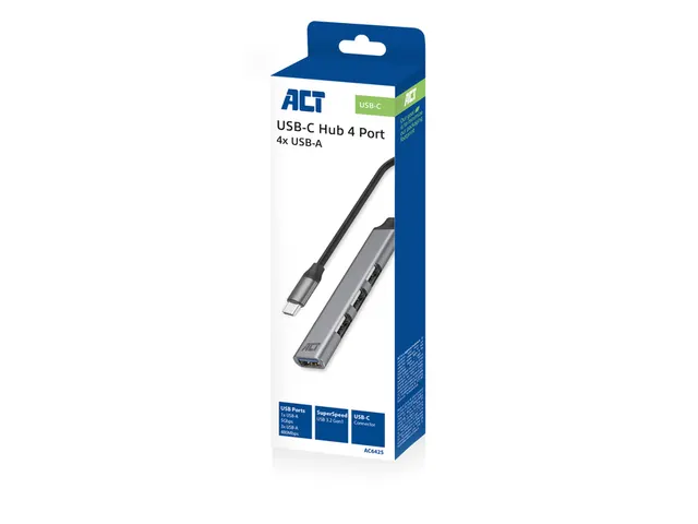 Hub ACT USB-C 3x USB-A 2.0 en 1x USB-A 3.0