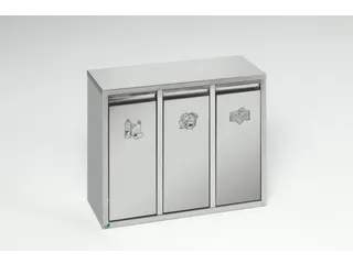 Afvalverzamelstation 3x7L 470x580x270mm kunststof binnenbak RVS romp - 2