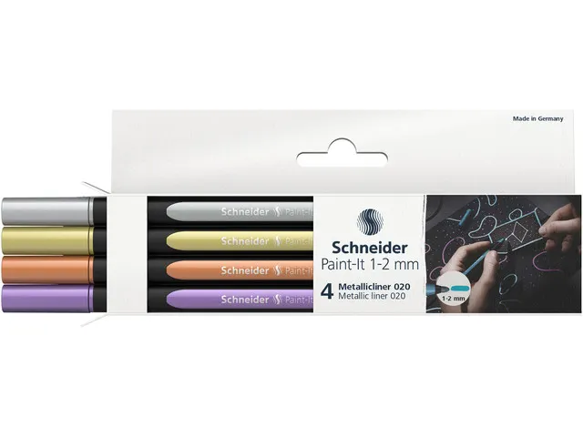Metallic liner Schneider Paint-It 020 1-2mm etui 4st. (metallic zilver