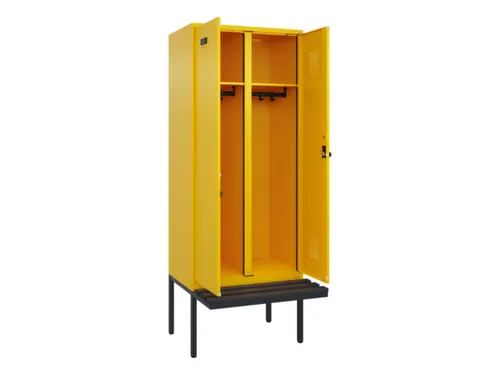 locker met bank,voor scheiding van kleding,HxBxD 2120x800x815mm,2vak