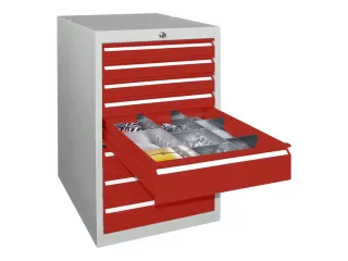 ladekast,HxBxD 800x500x600mm,8lade(n),cil.-slot,RAL7035,front RAL3000 - 2