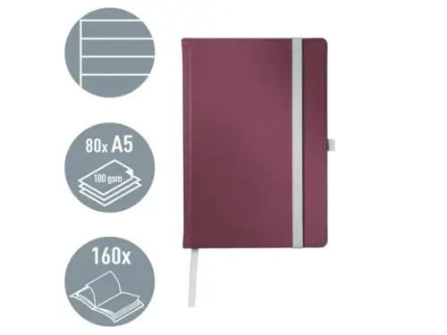 Notitieboek Leitz Style A5 lijn 160 pagina's rood