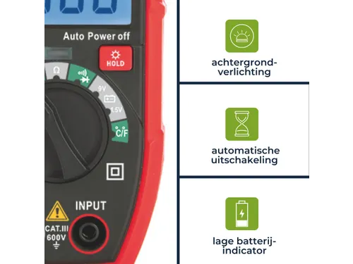 Kleine Robuuste Digitale Multimeter - CAT III - 600 V - 7 Functies