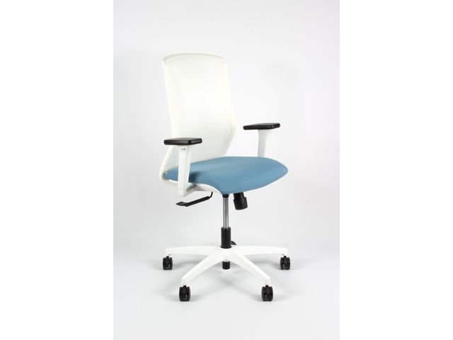 Bureaustoel EN1335 Linea Tekna White 01 l.blauw/wit met 3D armleuning | KantoorBureaustoel.be