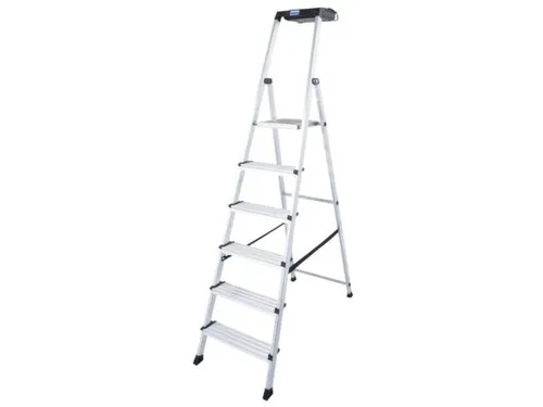 trapladder,eenzijdig,6treden,bordes m. antislip elementen,balk L 2,05m