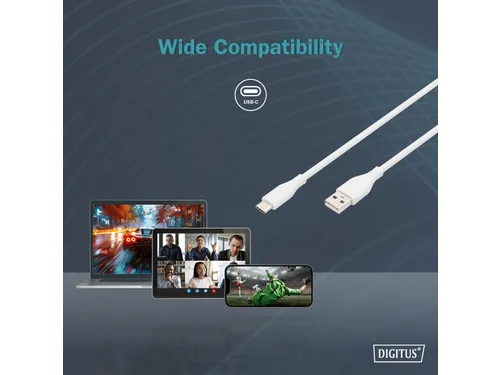 USB-C siliconen oplaadkabel USB-A USB-C 1m USB 2.0 60W wit