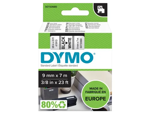 Labeltape Dymo 40913 D1 S720680 9mmx7m zwart op wit