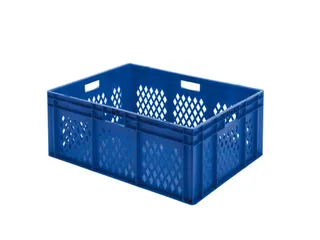 Euronorm Stapelkrat 320x800x600mm 127liter Blauw Wanden Opengewerkt - 1