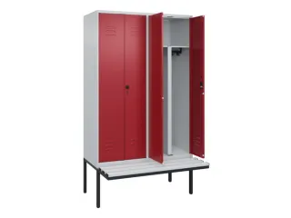PBM-locker met bank,HxBxD 2120x1200x815mm,4vak,vak B 300mm,cil.-slot - 2