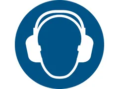 Pictogram bordje Djois Gehoorbescherming verplicht Ø200mm blauw