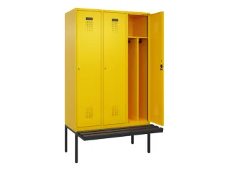 locker met bank,voor scheiding van kleding,HxBxD 2120x1200x815mm,3vak - 1