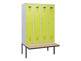 locker met bank,HxBxD 1950x1200x815mm,4vak,vak B 300mm,cilinderslot - 2