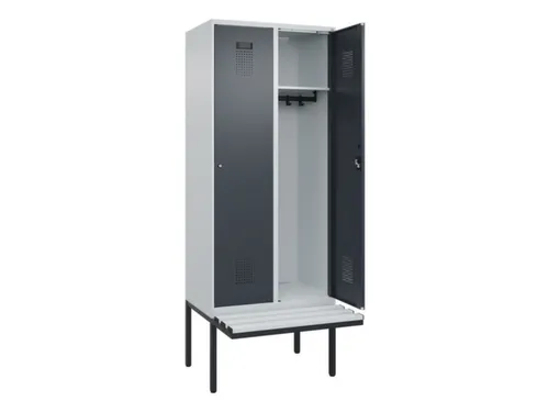 locker met bank,HxBxD 2120x800x815mm,2vak,vak B 400mm,cilinderslot