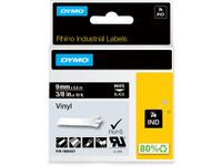Tape Dymo Rhino 9mm Vinyl Wit Op Zwart 1805437