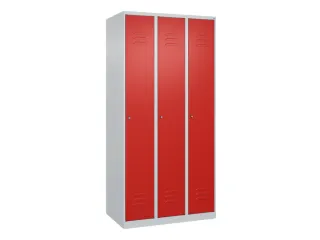 locker,HxBxD 1850x900x500mm,3vak,vak B 300mm,cil.-slot,staand op vloer - 1