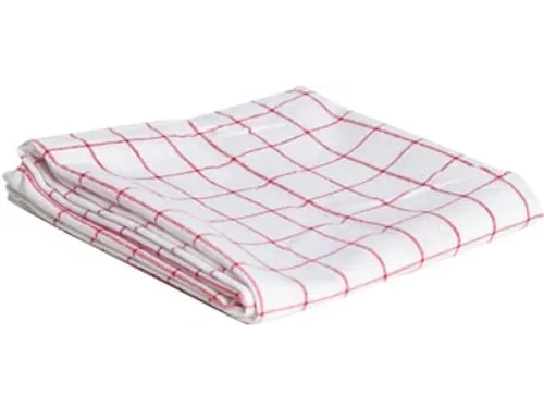 Handdoek Katoen Geruit 72x50 Cm Wit/Rood