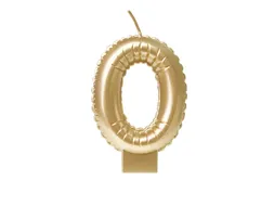 Verjaardagskaars cijfer 0 Folieballon Goud 10cm