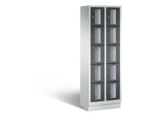 Lockerkast 1800x610x500mm 2x5 vakken Cilinderslot, Sokkel, RAL7021 - 2