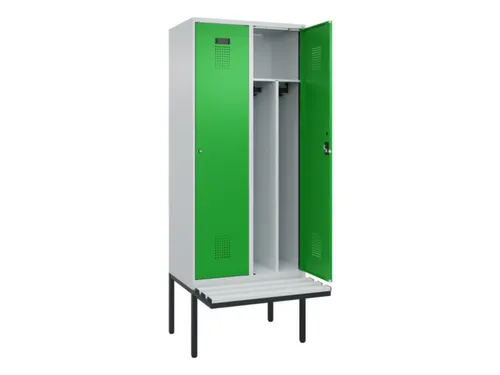 locker met bank,voor scheiding van kleding,HxBxD 2120x800x815mm,2vak