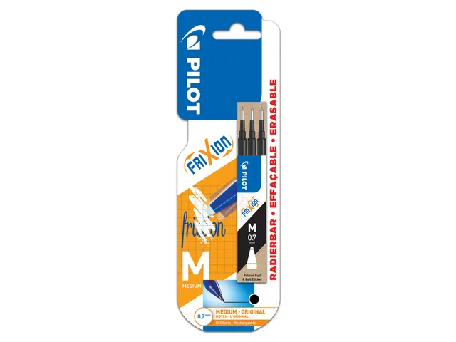 Rollerpenvulling PILOT friXion BLS-FR7 Medium zwart 3 stuks