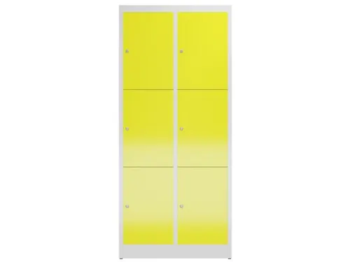 Lockerkast 1800x800x500mm 2x3 vakken cilinderslot, sokkel, RAL1018