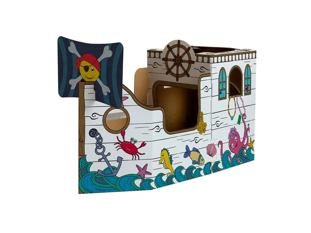 Kartonnen Piratenschip XL Bankers Box Play inkleurbaar
