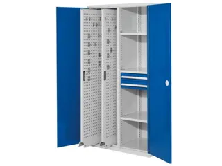 Uitschuifkast 1950x1000x600mm 2uitsch.wanden 3legborden 2laden Ral5010 - 1