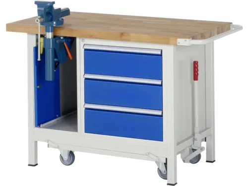 Werkbank 880x1250x700mm Beukenhouten Werkblad 3laden Kast