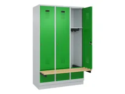 locker met bank,HxBxD 1950x1200x815mm,3vak,vak B 400mm,cilinderslot