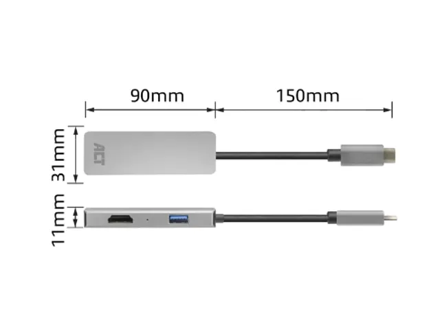 Adapter ACT USB-C 4K multiport voor 2 HDMI monitoren