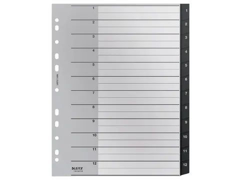 Tabblad Leitz Recycle A4 11-gaats 1-12 extra breed PP