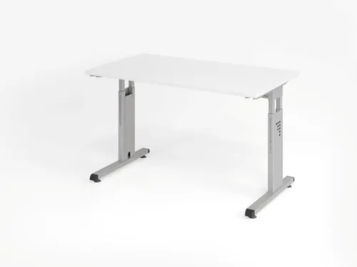 bureau,HxBxD 650-850x1200x670mm,blad wit,C-voet zilverkleurig