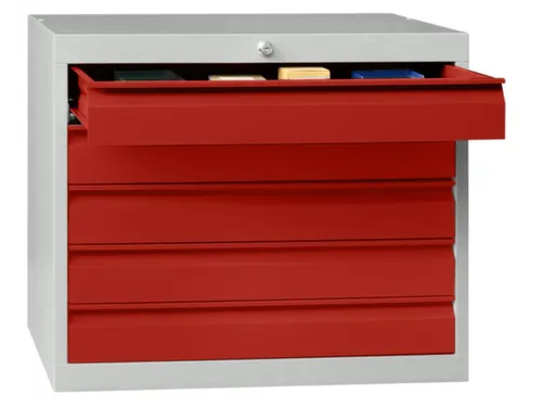 ladekast,HxBxD 600x500x600mm,5lade(n),cil.-slot,RAL7035,front RAL3000