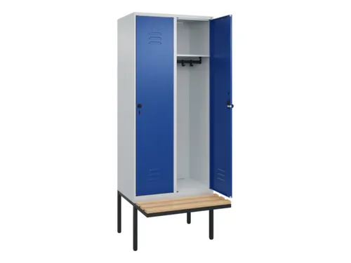 locker met bank,HxBxD 2120x800x815mm,2vak,vak B 400mm,draaigrendel