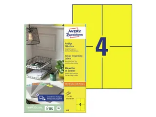 Gekleurde Etiketten Avery Zweckform 105x148mm A6 Geel 400 stuks - 1