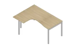 In hoogte verstelbaar hoekbureau,HxBxD 680-760x1600x1200mm,blad eiken