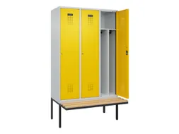 locker met bank,voor scheiding van kleding,HxBxD 2120x1200x815mm,3vak