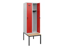 locker met bank,HxBxD 1950x600x815mm,2vak,vak B 300mm,draaigrendel