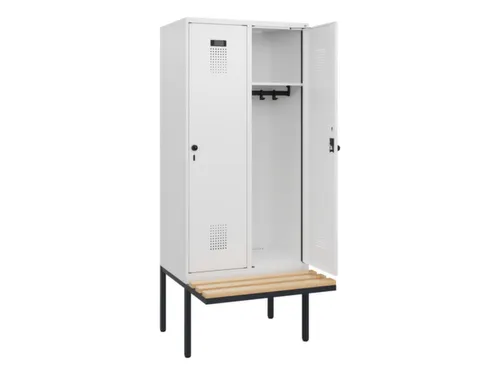 locker met bank,HxBxD 1950x800x815mm,2vak,vak B 400mm,draaigrendel