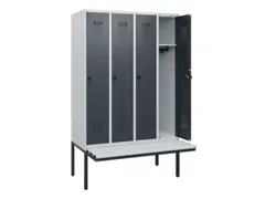locker met bank,HxBxD 1950x1200x815mm,4vak,vak B 300mm,draaigrendel