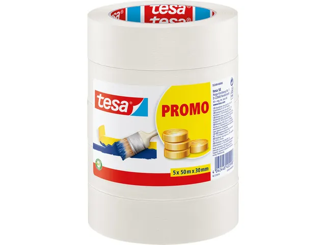 Afplaktape Tesa 55349 basic promo 30mmx50m 5rollen