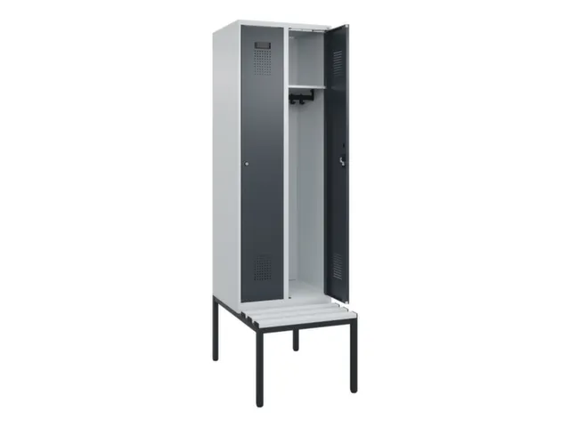 locker met bank,HxBxD 2120x600x815mm,2vak,vak B 300mm,cilinderslot