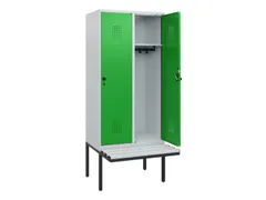 locker met bank,HxBxD 1950x800x815mm,2vak,vak B 400mm,draaigrendel