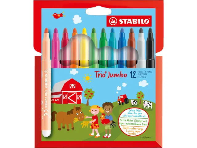 Viltstift STABILO Trio Jumbo 380/12 extra large assorti etui à 12 stu